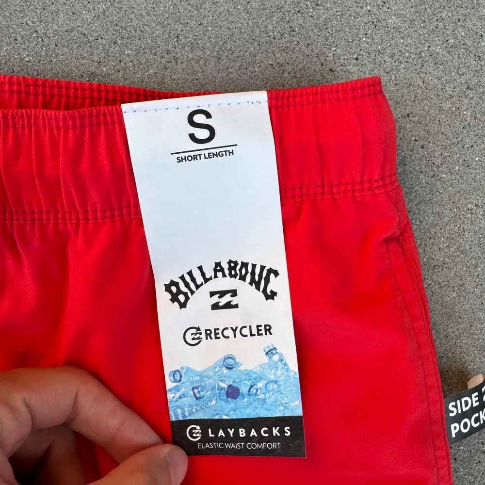 Billabong Recycler Laybacks Men Size Small Red Elastic Waist Shorts